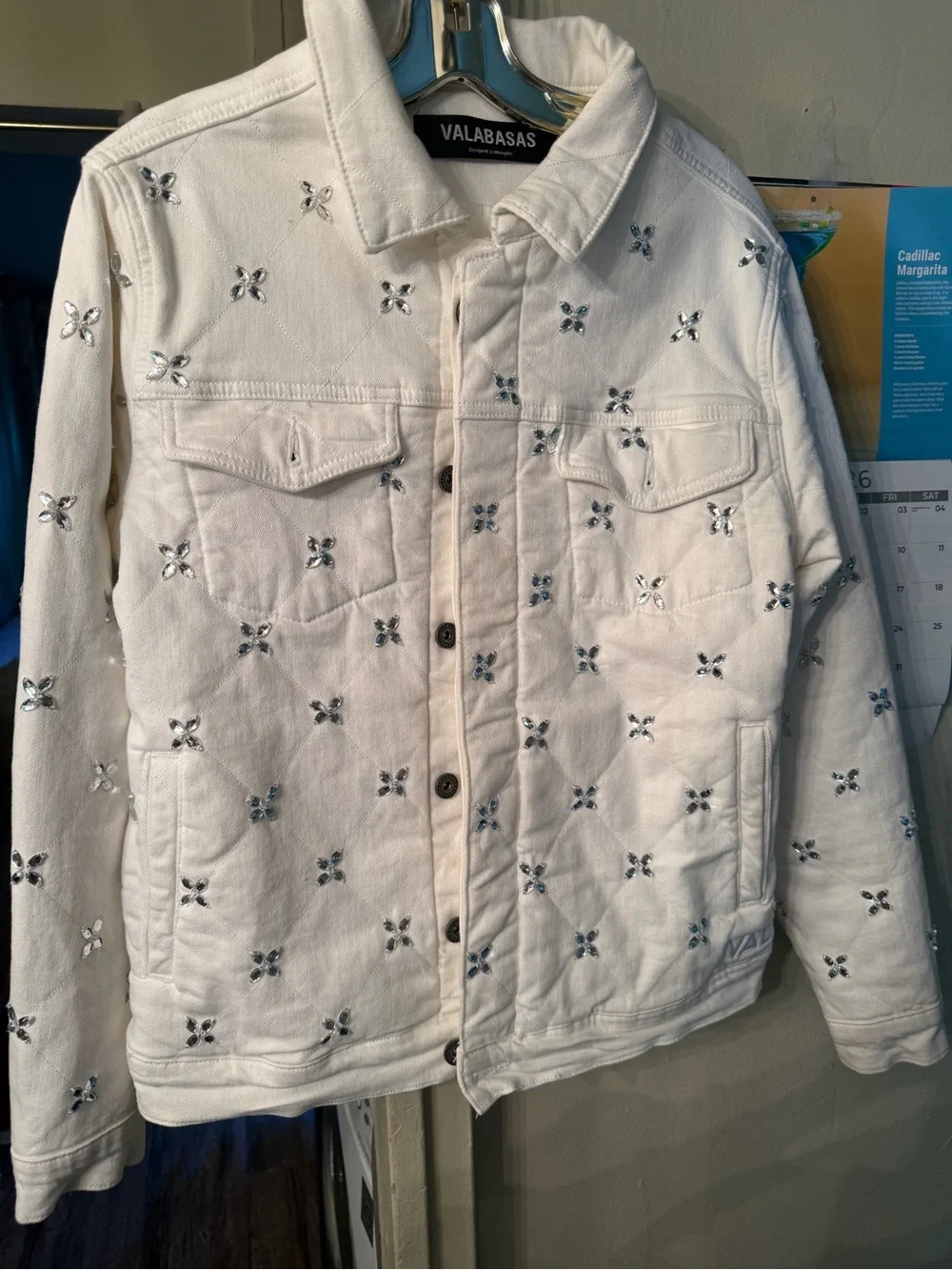 VALABASAS White Embellished denim set
